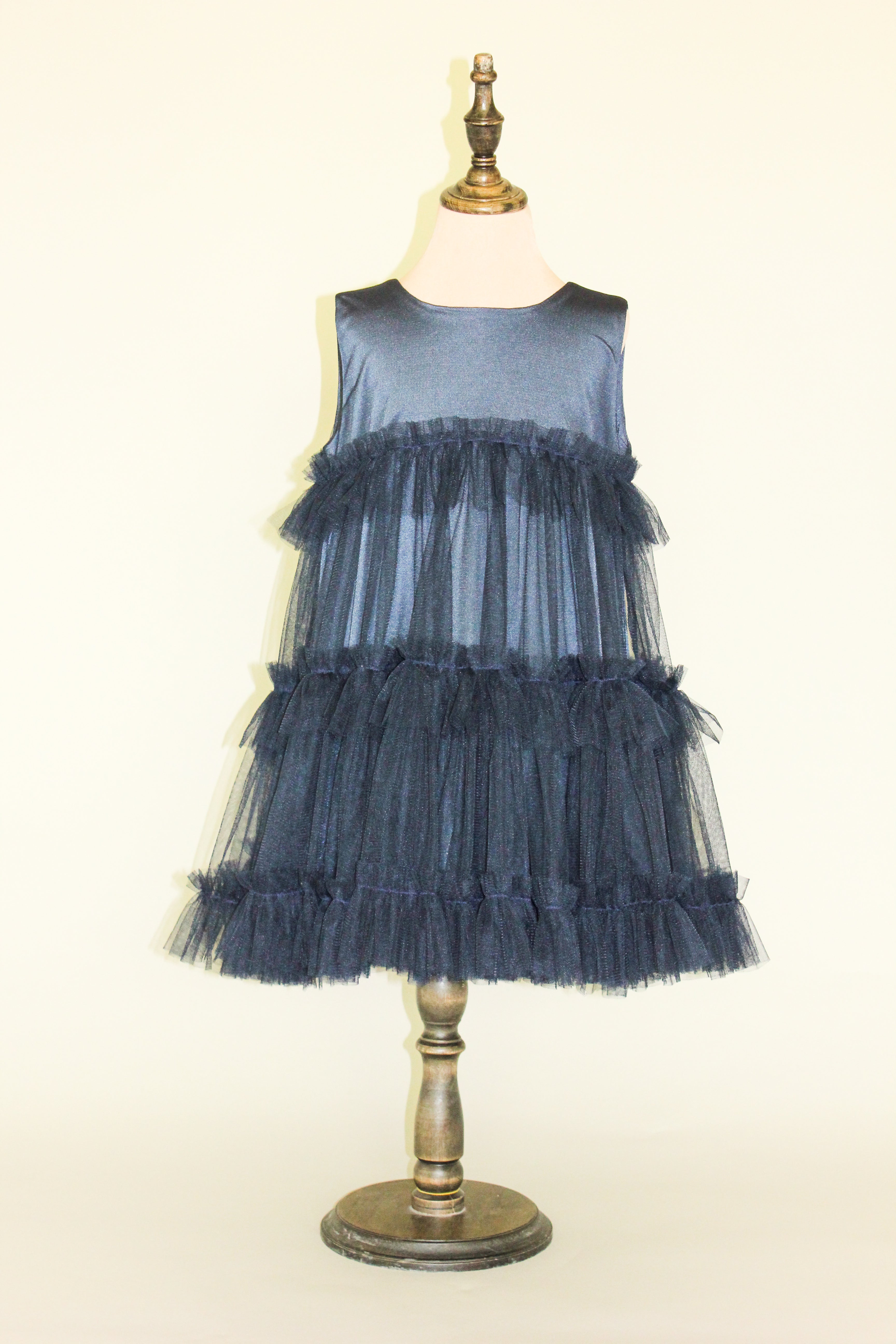 Midnight Magic, Tiered Navy Tulle Party Dress, 5 - 6 Years Old