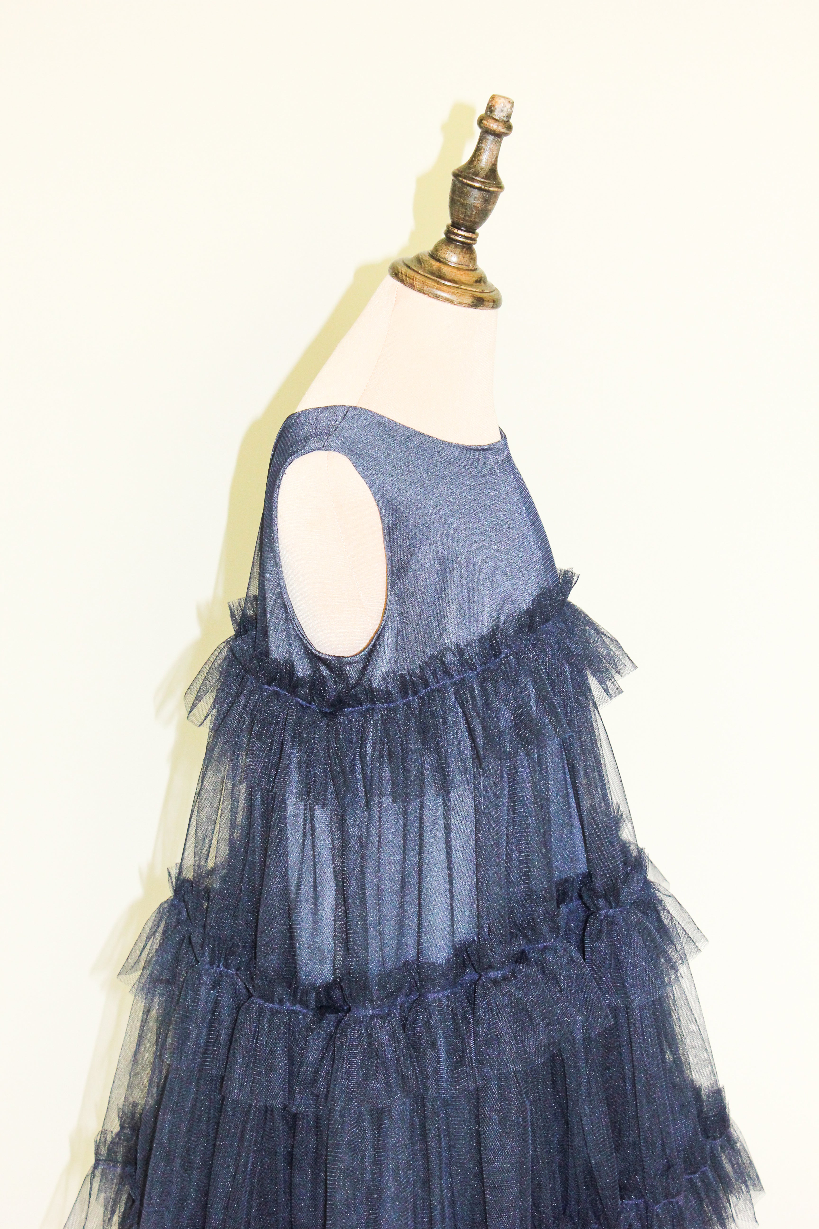 Midnight Magic, Tiered Navy Tulle Party Dress, 5 - 6 Years Old