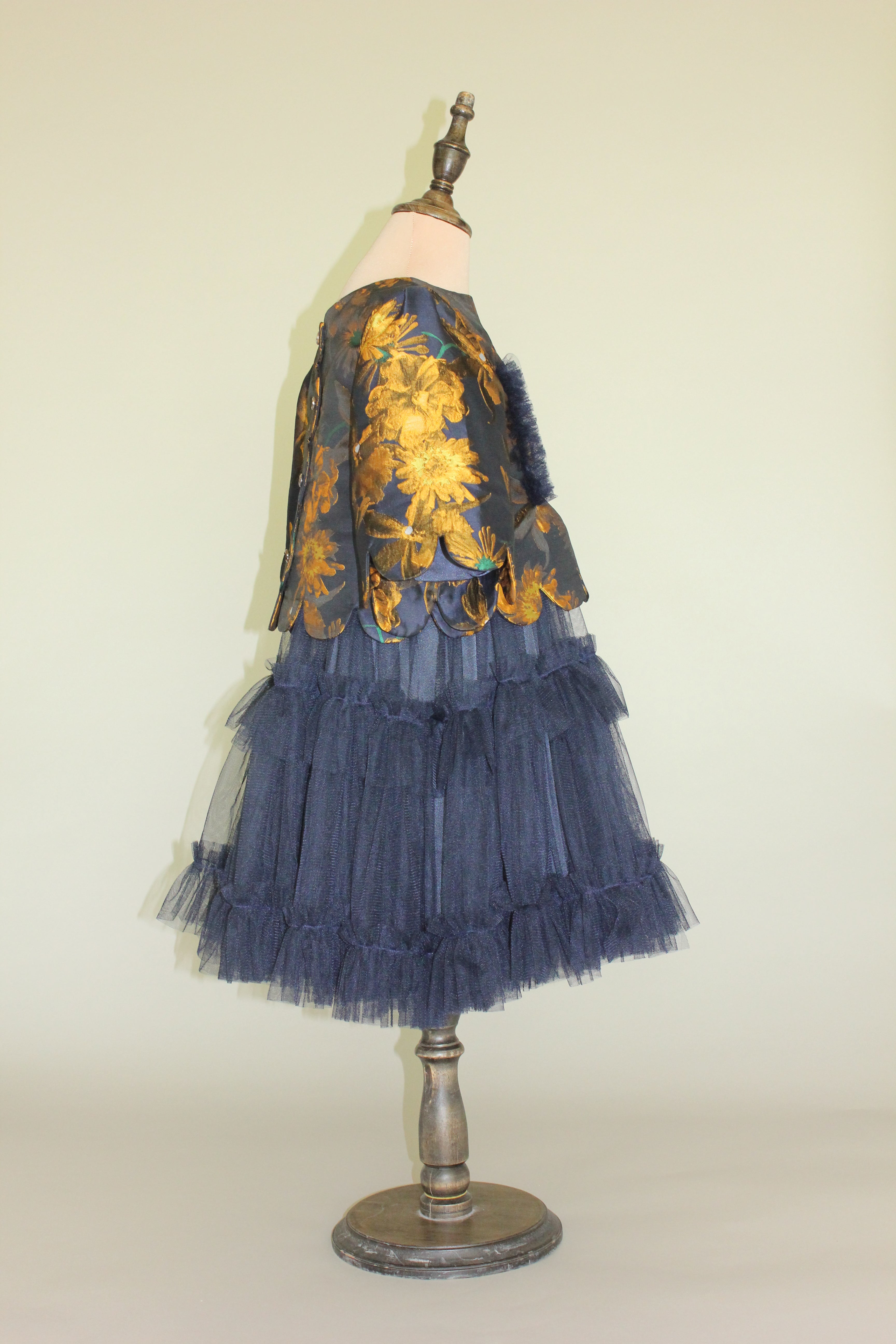 Midnight Magic, Tiered Navy Tulle Party Dress, 5 - 6 Years Old