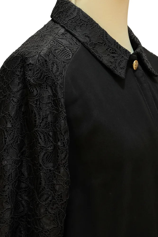 Black Lace Sleeve Abaya